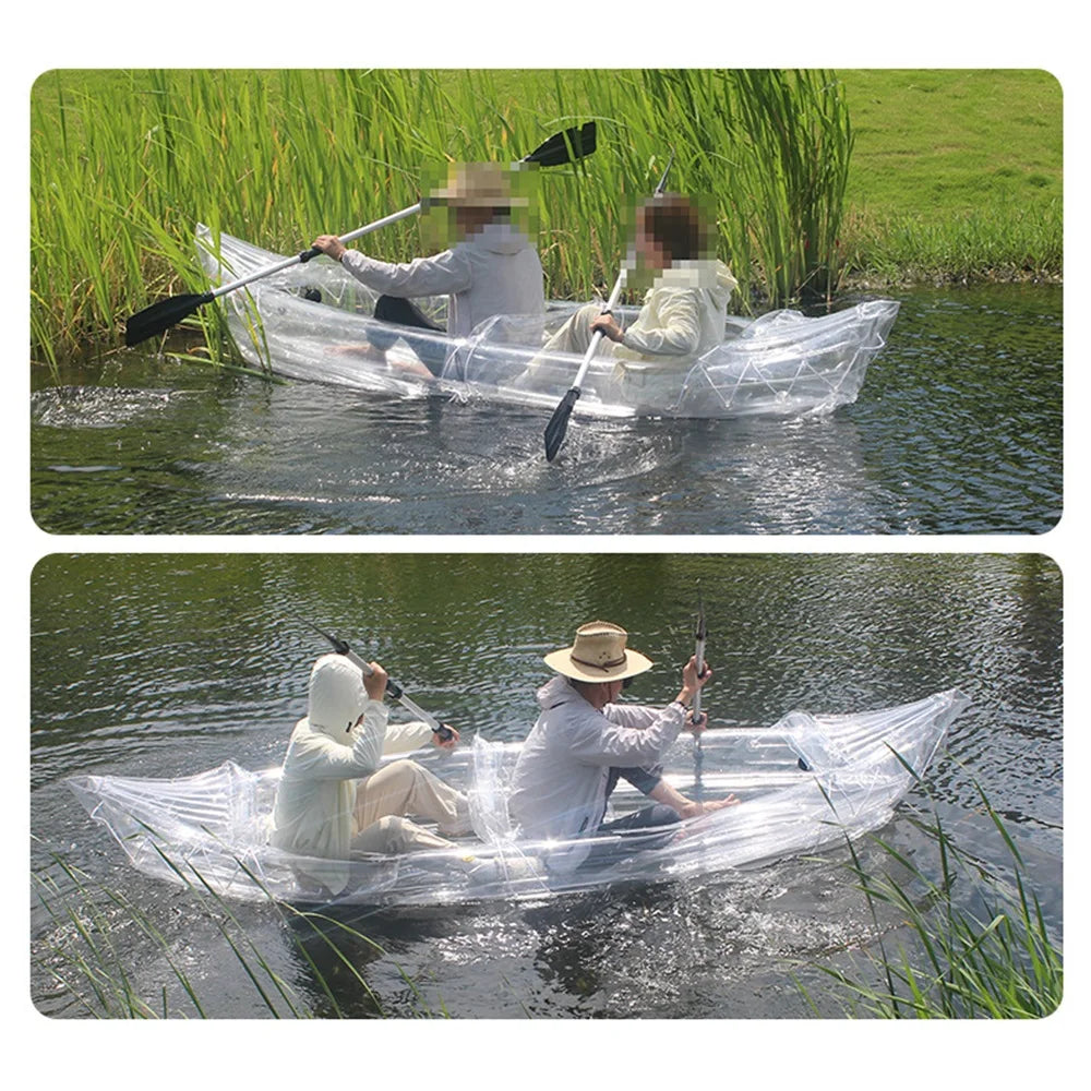 2-Person Transparent PVC Inflatable Kayak for Lakes and Rivers