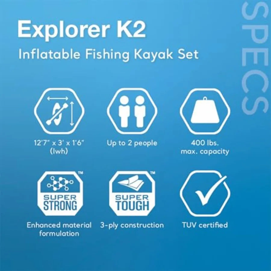 Excursion Pro A2 Inflatable Kayak Set - 2-Person PVC Fishing Kayak