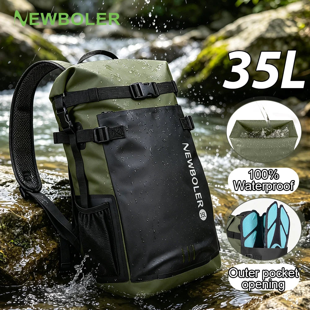 35L Waterproof Dry Bag Backpack PVC for Kayaking & Water Sports