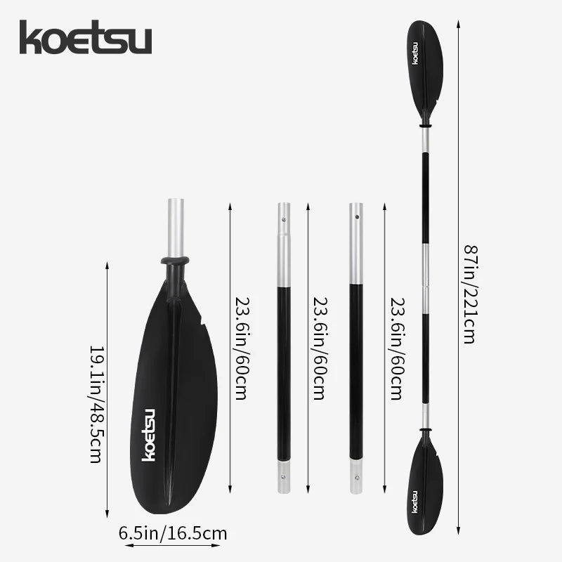 KOETSU 4-Section Aluminum Alloy Double Headed Kayak & Canoe Paddle