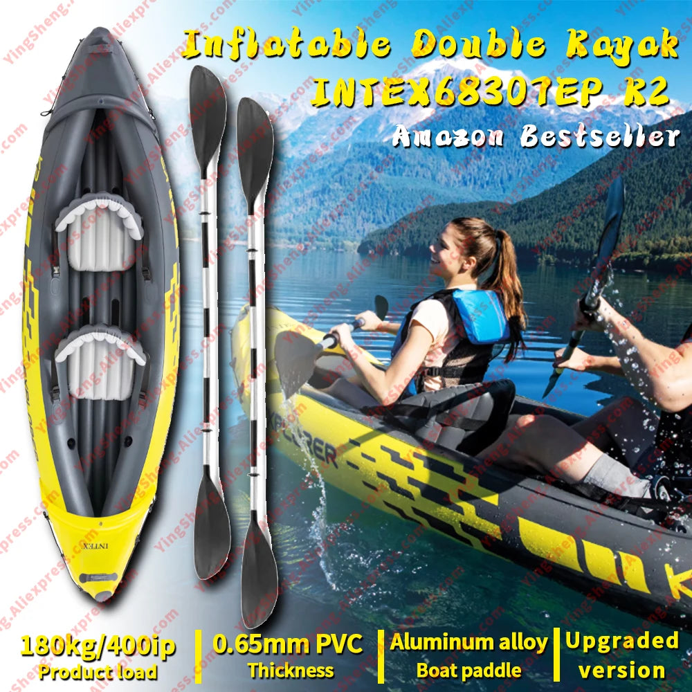 K2 2-Person Inflatable Kayak - Heavy Duty PVC Fishing Boat