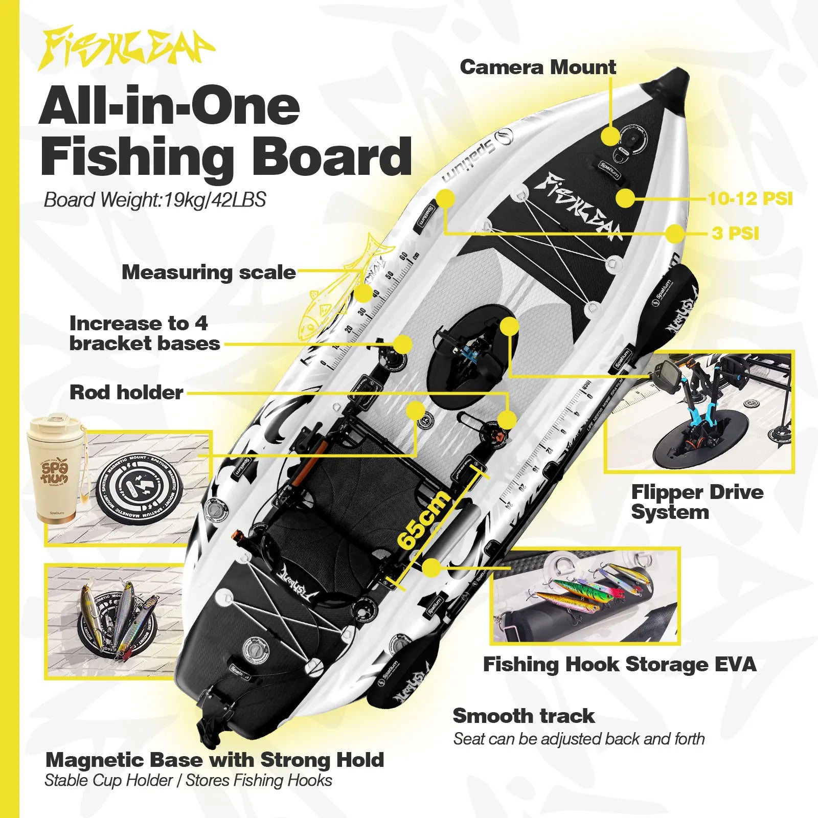 11.5ft Inflatable Pedal Drive Fishing Kayak with 360 Seat - Fish Leap