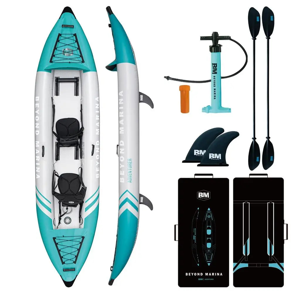2-Person Inflatable Tandem Kayak - Drop Stitch Floor Touring Kayak