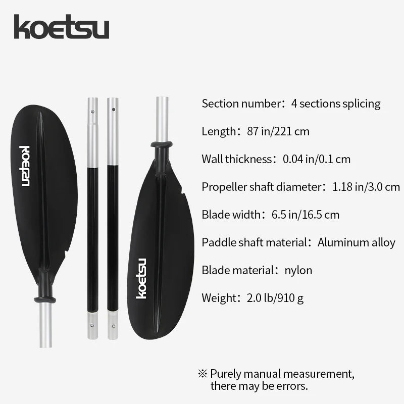 KOETSU 4-Section Aluminum Alloy Double Headed Kayak & Canoe Paddle