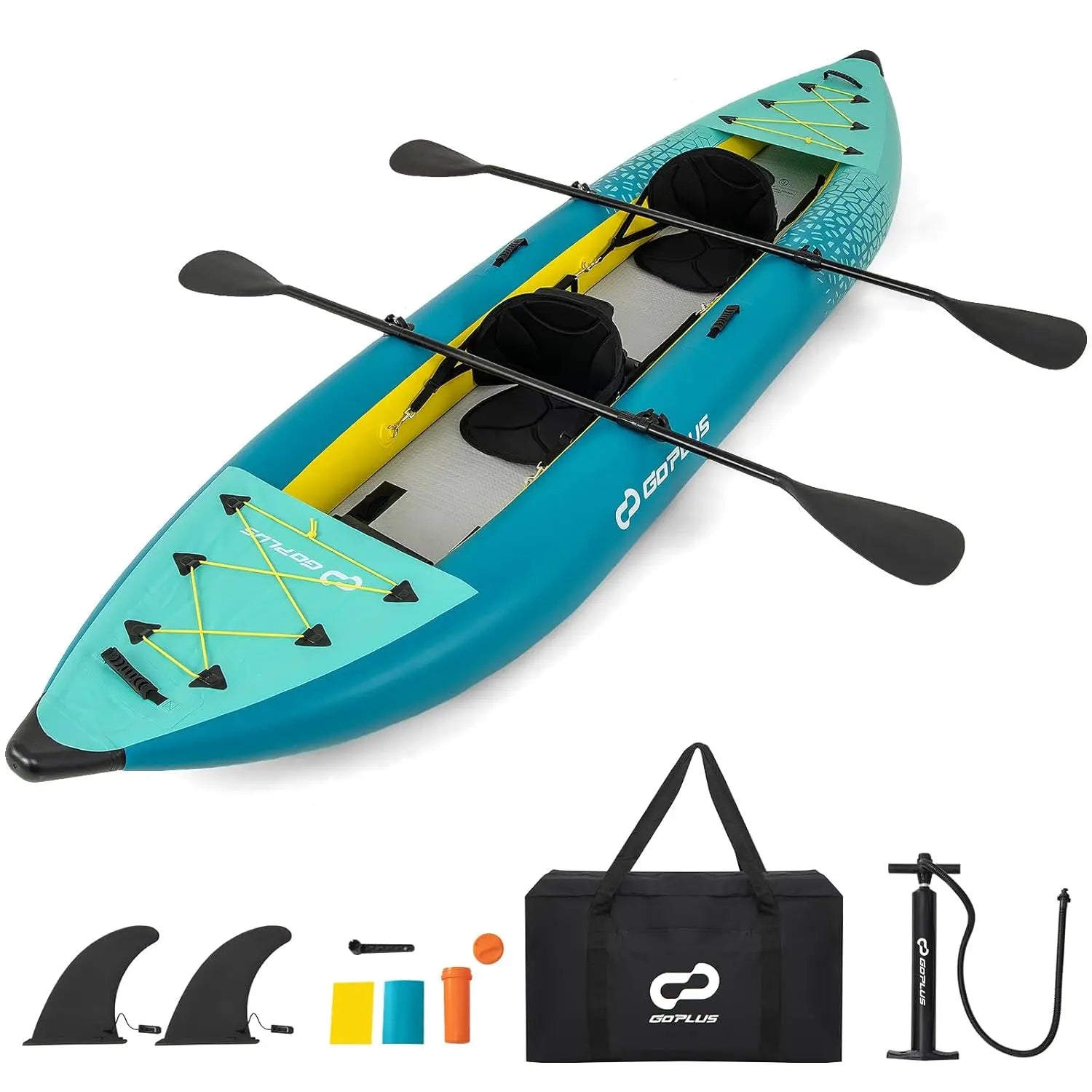 12.5FT Inflatable Kayak 2-Person PVC Boat for Lakes and Rivers