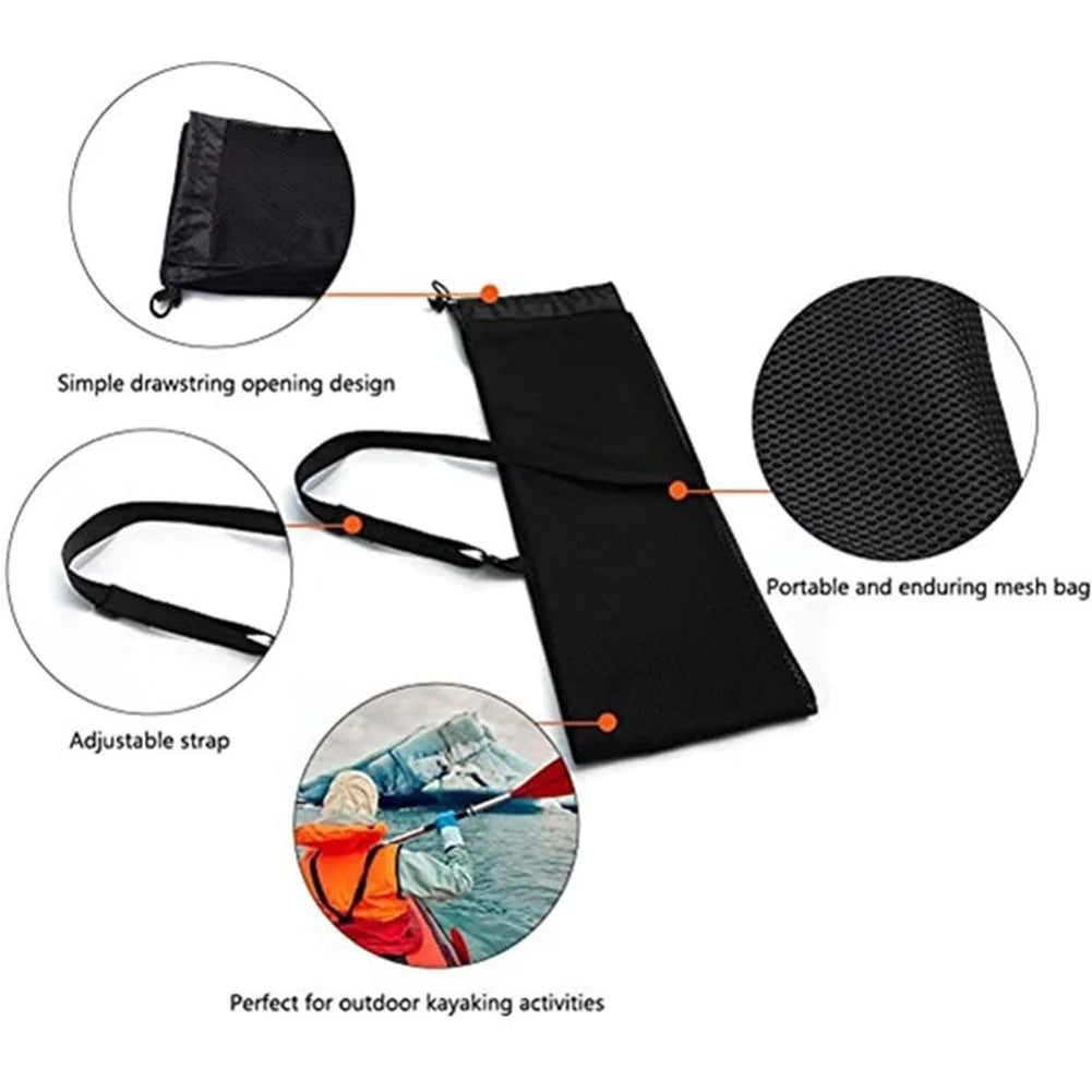 Mesh Kayak Paddle Bag - Adjustable Strap Storage for Kayaking