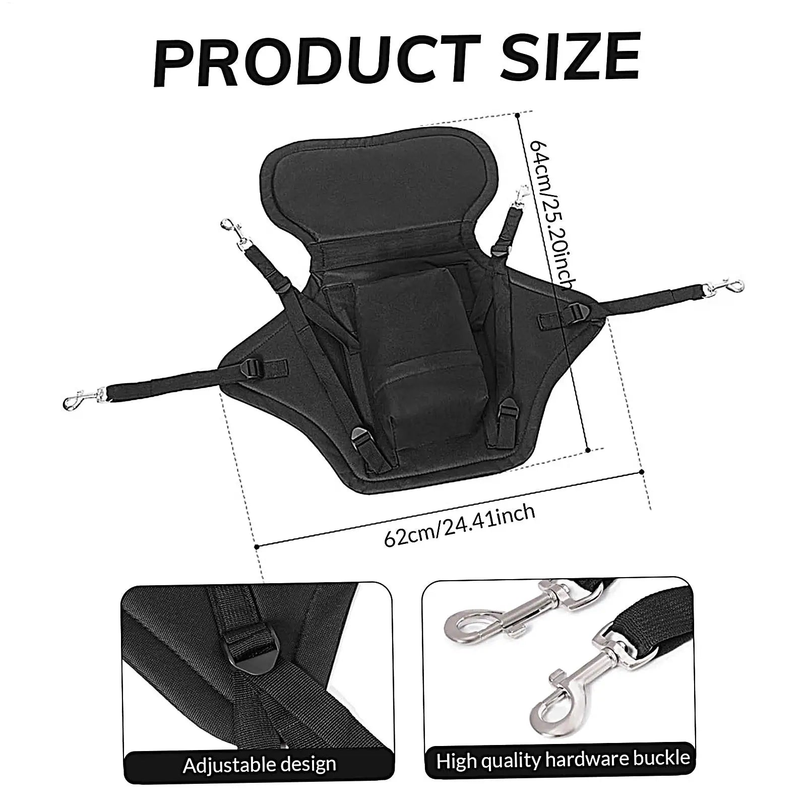 Padded Kayak Seat with Back Support & Storage Bag - Waterproof Nylon