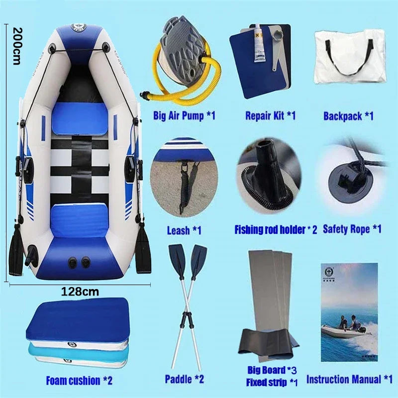 2-Person Inflatable Kayak - 6.5ft PVC Fishing Boat