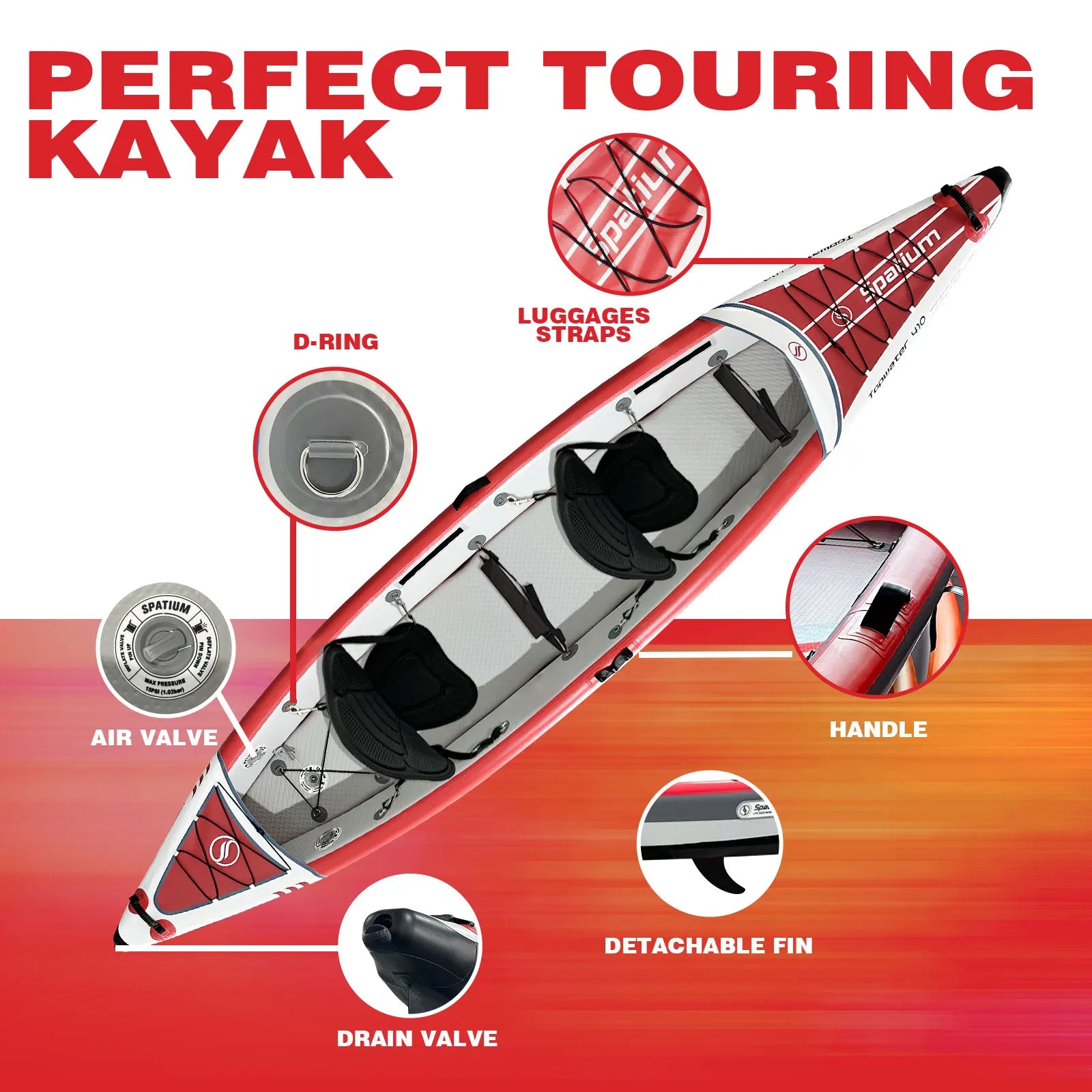 Inflatable Fishing Kayak - DropStitch Floor 2-3 Person Canoe