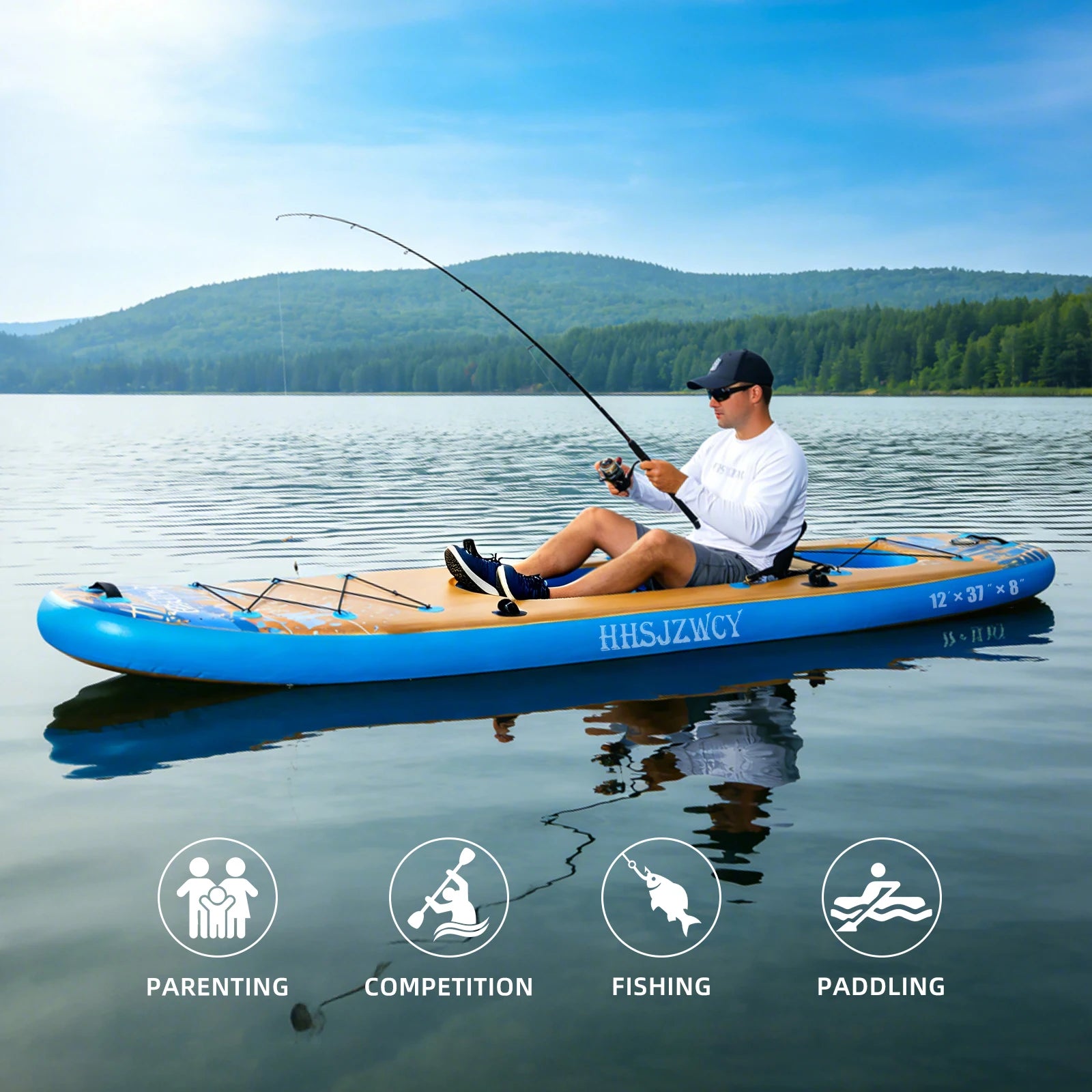 12ft Inflatable SUP Kayak Hybrid with Seat for Fishing & Touring