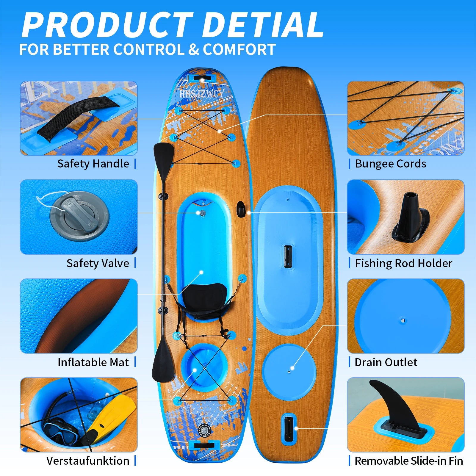12ft Inflatable SUP Kayak Hybrid with Seat for Fishing & Touring