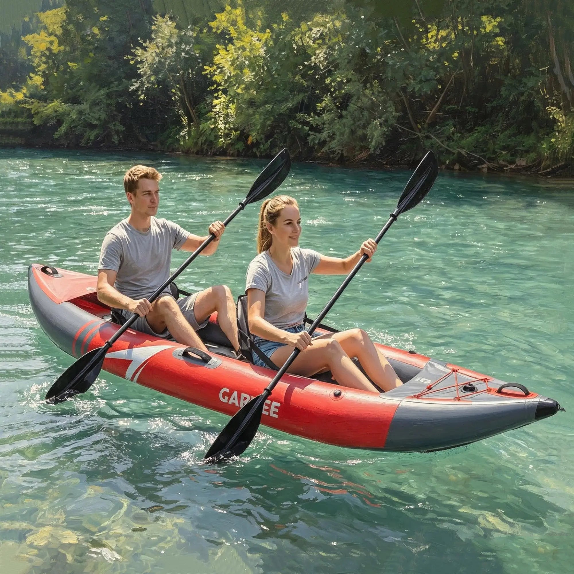 12.5FT 2 Person Inflatable Kayak - Drop Stitch Floor Touring & Fishing