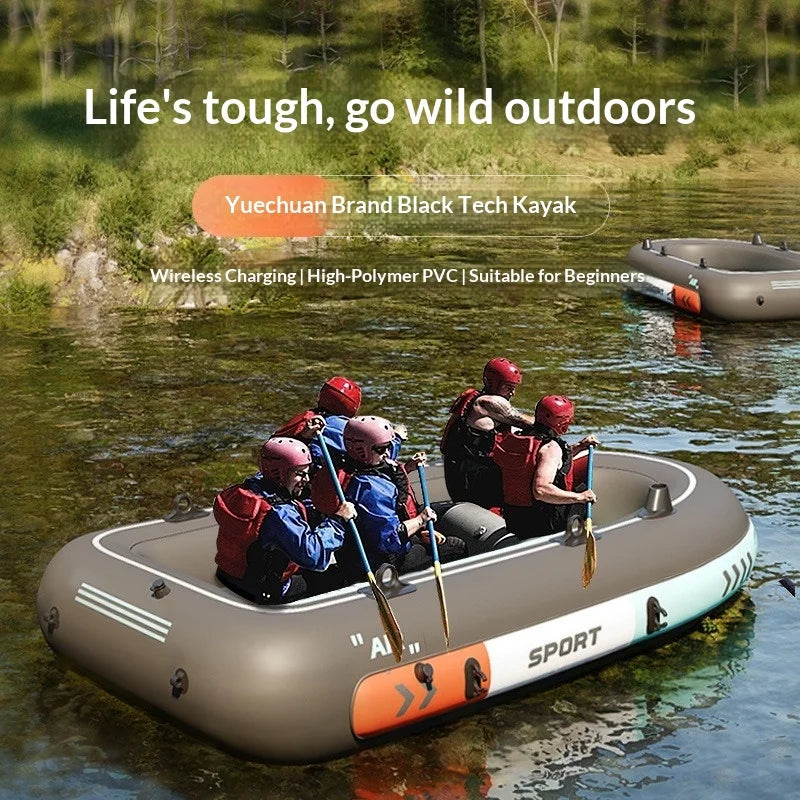Tandem Inflatable Fishing Kayak - Heavy Duty PVC Portable River Boat