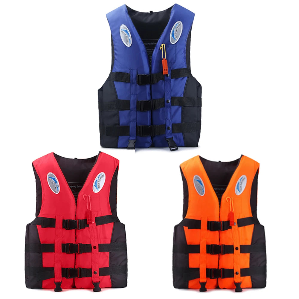 Adjustable Oxford Cloth Life Jacket with Whistle for Boating & Fishing
