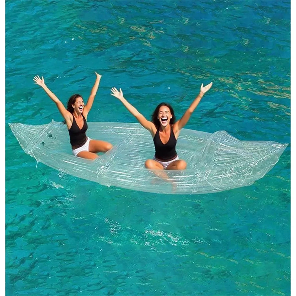 2-Person Transparent PVC Inflatable Kayak for Lakes and Rivers