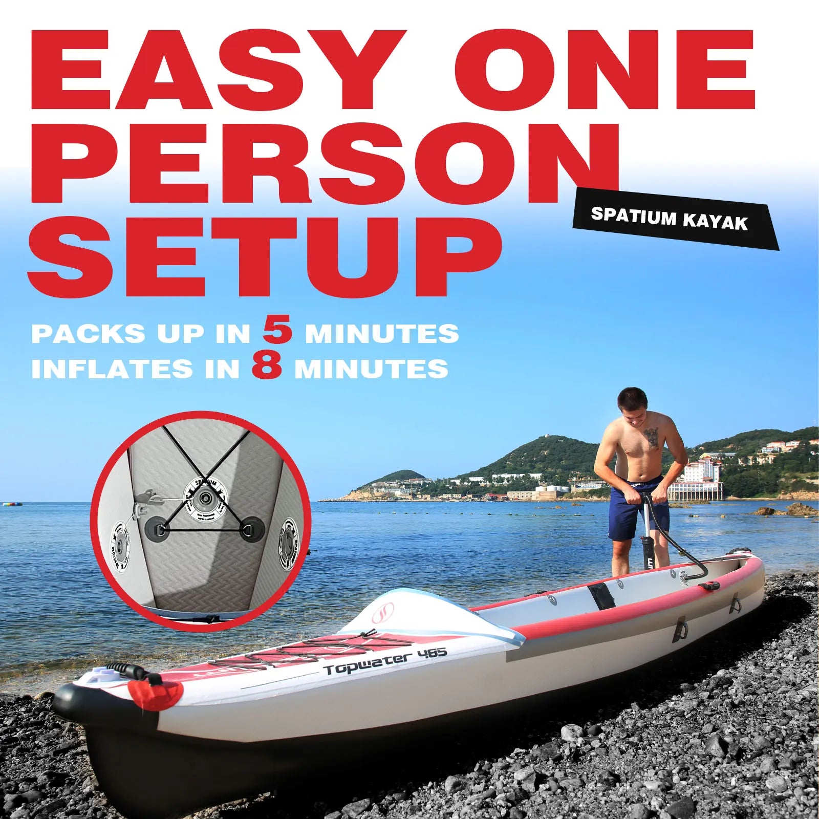 Inflatable Fishing Kayak - DropStitch Floor 2-3 Person Canoe