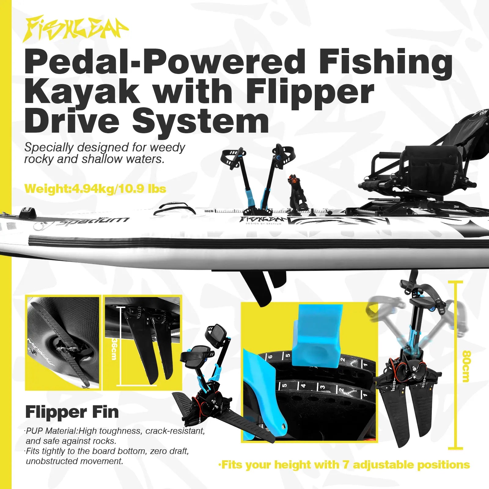 11.5ft Inflatable Pedal Drive Fishing Kayak with 360 Seat - Fish Leap