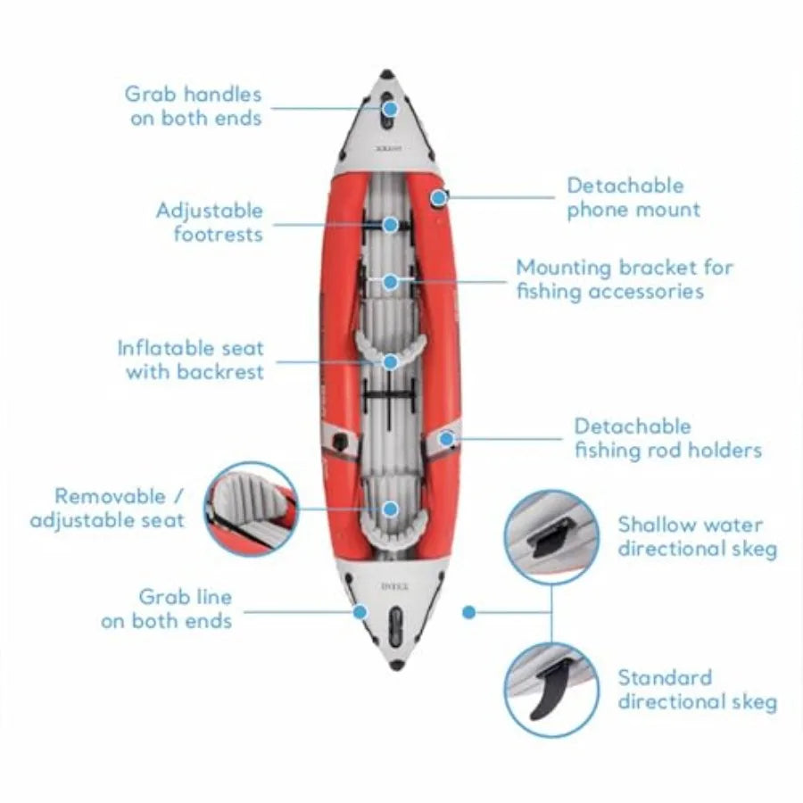 Excursion Pro A2 Inflatable Kayak Set - 2-Person PVC Fishing Kayak