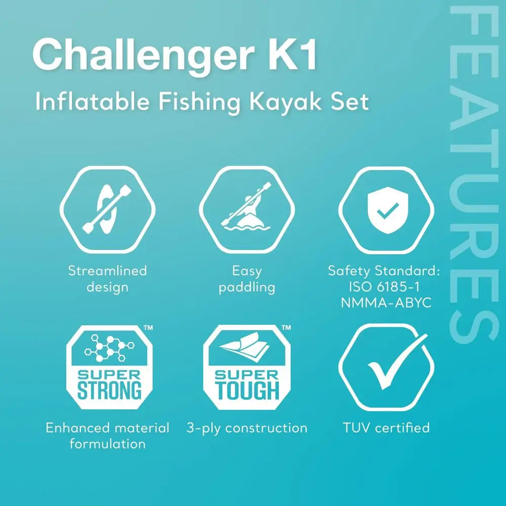 Challenger A1 1-Person Inflatable Vinyl Kayak for Lakes & Rivers