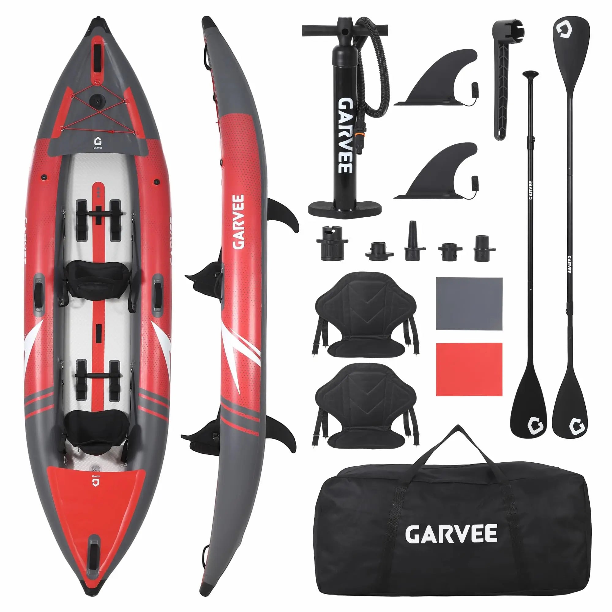 12.5FT 2 Person Inflatable Kayak - Drop Stitch Floor Touring & Fishing