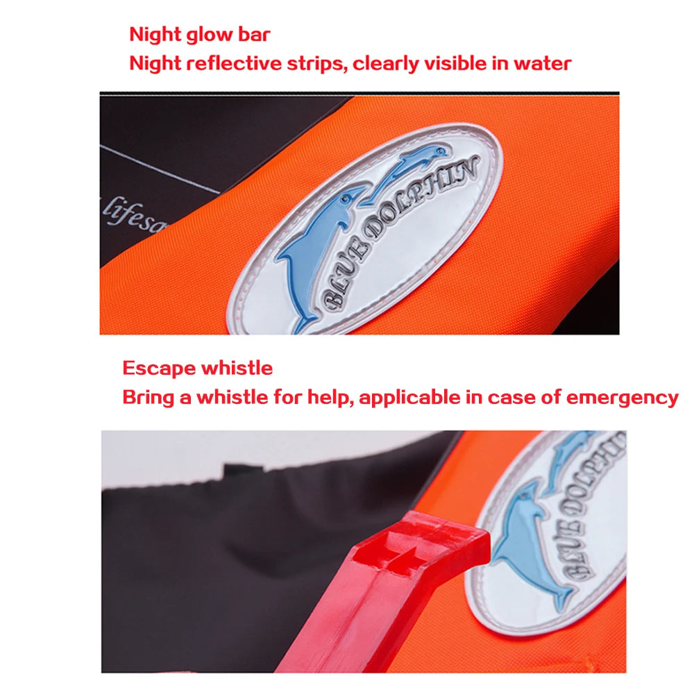 Adjustable Oxford Cloth Life Jacket with Whistle for Boating & Fishing