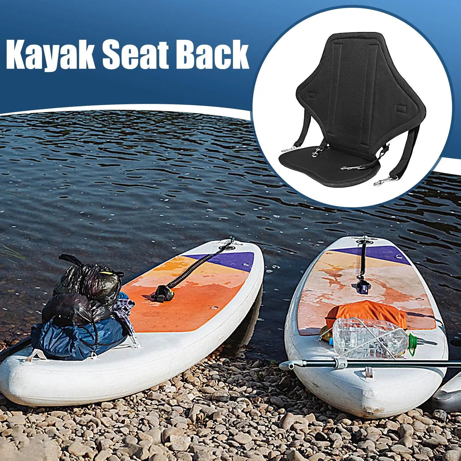 Padded Kayak Seat with Back Support & Storage Bag - Waterproof Nylon