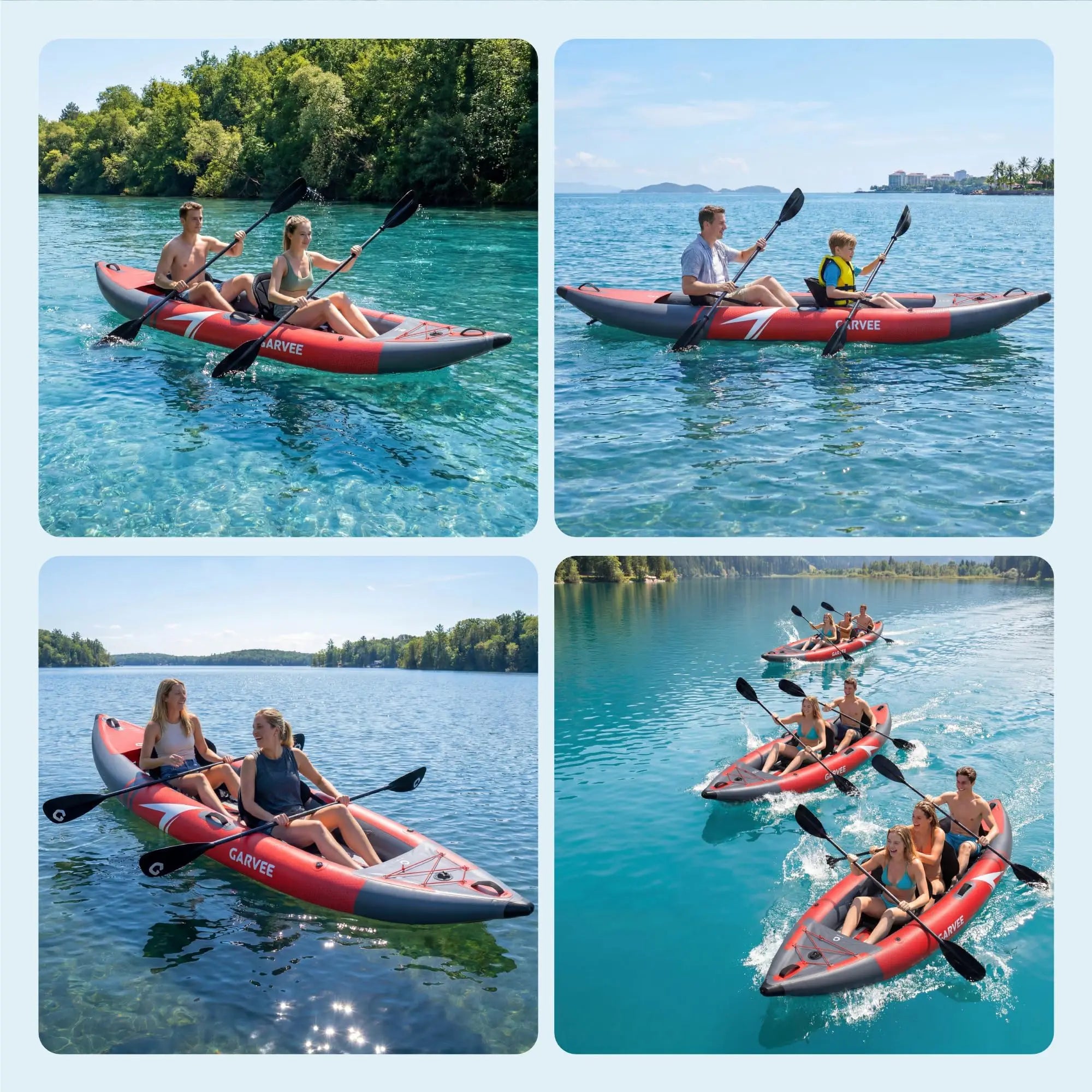 12.5FT 2 Person Inflatable Kayak - Drop Stitch Floor Touring & Fishing