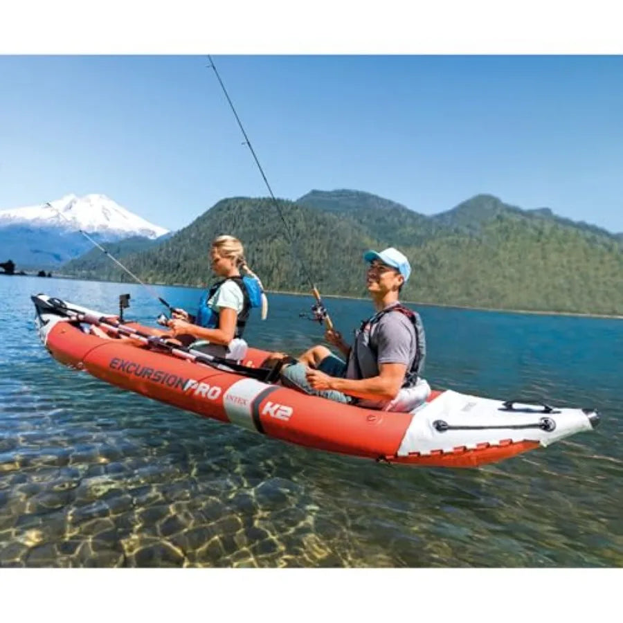 Excursion Pro A2 Inflatable Kayak Set - 2-Person PVC Fishing Kayak