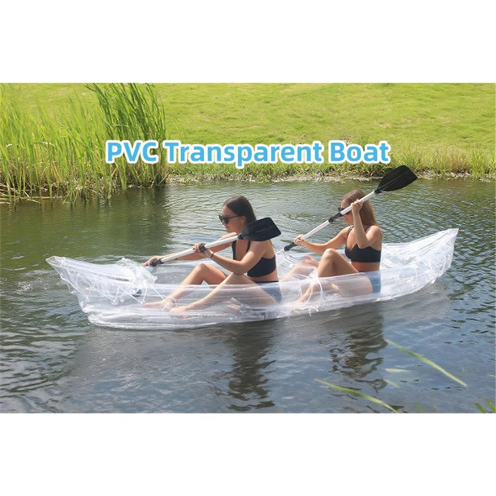 2-Person Transparent PVC Inflatable Kayak for Lakes and Rivers
