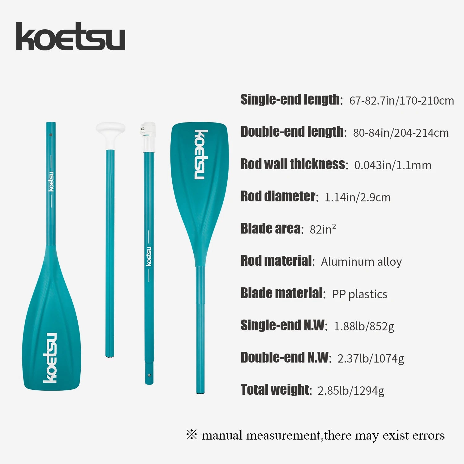 Dual-Use Aluminum Alloy Paddle for Kayak & SUP - KOETSU S05